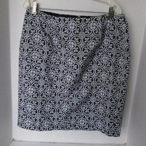 Talbots 14WP Navy Blue White Skirt